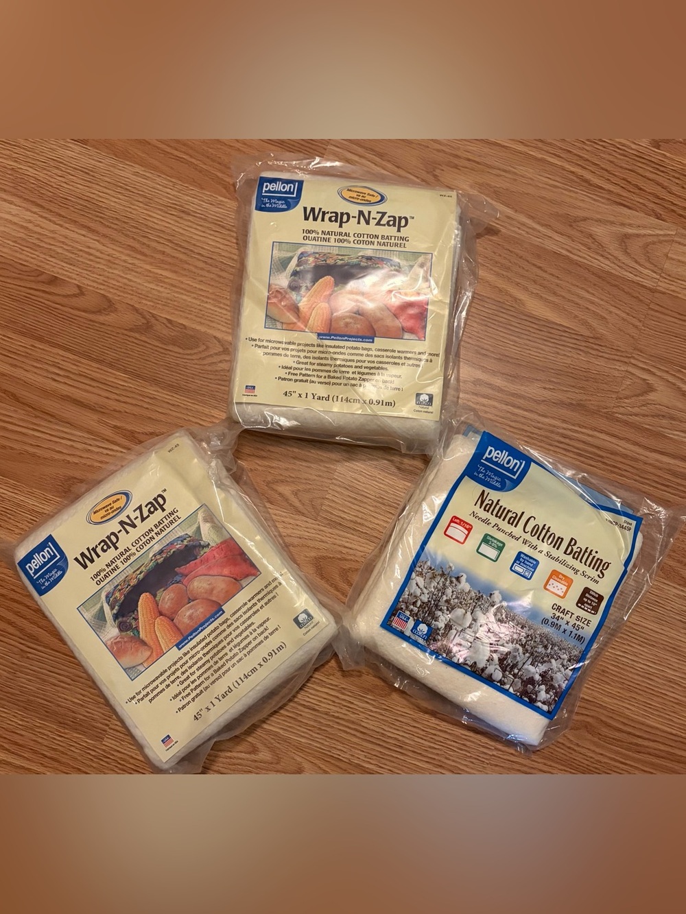 3 BNIP Wrap-N-Zap Natural Cotton Batting